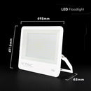 300W(40500Lm) LED prožektors, V-TAC VT-44003-W, CREE SMD, IP65, IK05, balts korpuss ar pelēku stiklu, 498x48x411,6mm, 220–240V, 115°, 135Lm/W, 1m kabelis, 6 gadu garantija, auksti balta gaisma 6500K