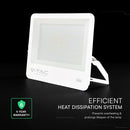 300W(40500Lm) LED prožektors, V-TAC VT-44003-W, CREE SMD, IP65, IK05, balts korpuss ar pelēku stiklu, 498x48x411,6mm, 220–240V, 115°, 135Lm/W, 1m kabelis, 6 gadu garantija, auksti balta gaisma 6500K
