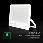 300W(40500Lm) LED prožektors, V-TAC VT-44003-W, CREE SMD, IP65, IK05, balts korpuss ar pelēku stiklu, 498x48x411,6mm, 220–240V, 115°, 135Lm/W, 1m kabelis, 6 gadu garantija, auksti balta gaisma 6500K