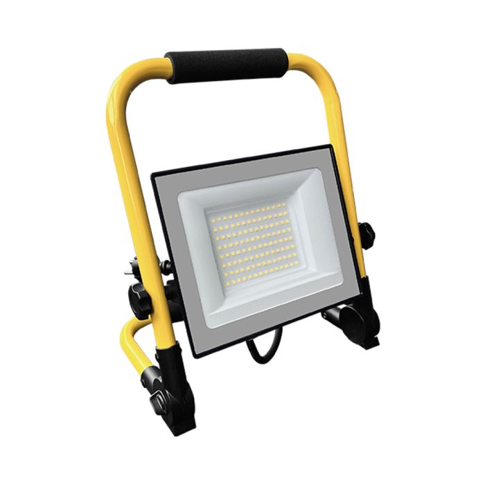 50W(5000Lm) LED darba prožektors, V-TAC VT-44049, CREE SMD, 100Lm/W, IP65, melns/dzeltens, 236,2x57x300mm, 3m kabelis, ES kontaktdakša, 6 gadu garantija, neitrāli balta gaisma 4000K