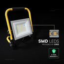 50W(5000Lm) LED darba prožektors, V-TAC VT-44049, CREE SMD, 100Lm/W, IP65, melns/dzeltens, 236,2x57x300mm, 3m kabelis, ES kontaktdakša, 6 gadu garantija, neitrāli balta gaisma 4000K