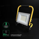 50W(5000Lm) LED darba prožektors, V-TAC VT-44049, CREE SMD, 100Lm/W, IP65, melns/dzeltens, 236,2x57x300mm, 3m kabelis, ES kontaktdakša, 6 gadu garantija, neitrāli balta gaisma 4000K