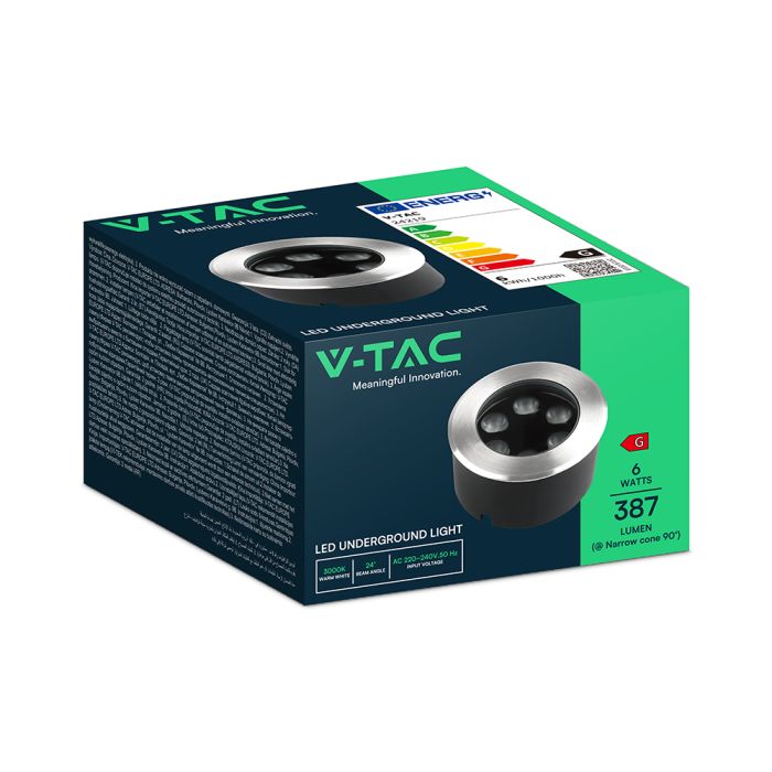 6W(387Lm) LED zemē iebūvējams gaismeklis, V-T AC,IP67, sudraba, silti balta gaisma 3000K