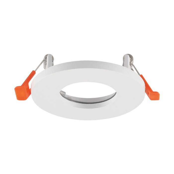 V-TAC VT-4201 padziļināts apaļš GU10 gaismekļa ietvars, alumīnijs, balts, IP44, Ø85x33mm, montāžas atvere Ø75mm, 3 gadu garantija