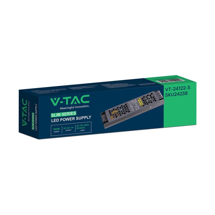 120W 5A 24V LED barošanas bloks, V-TAC, IP20, metāla