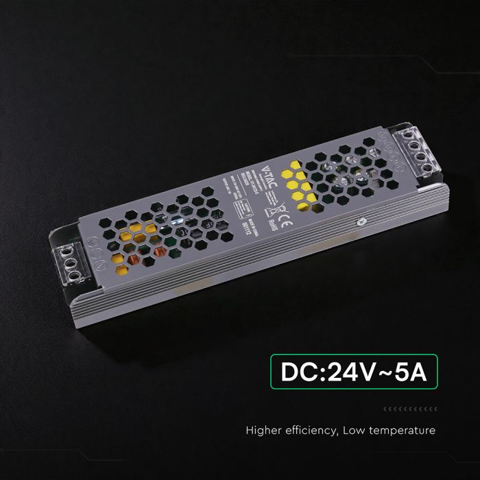 120W 5A 24V LED barošanas bloks, V-TAC, IP20, metāla