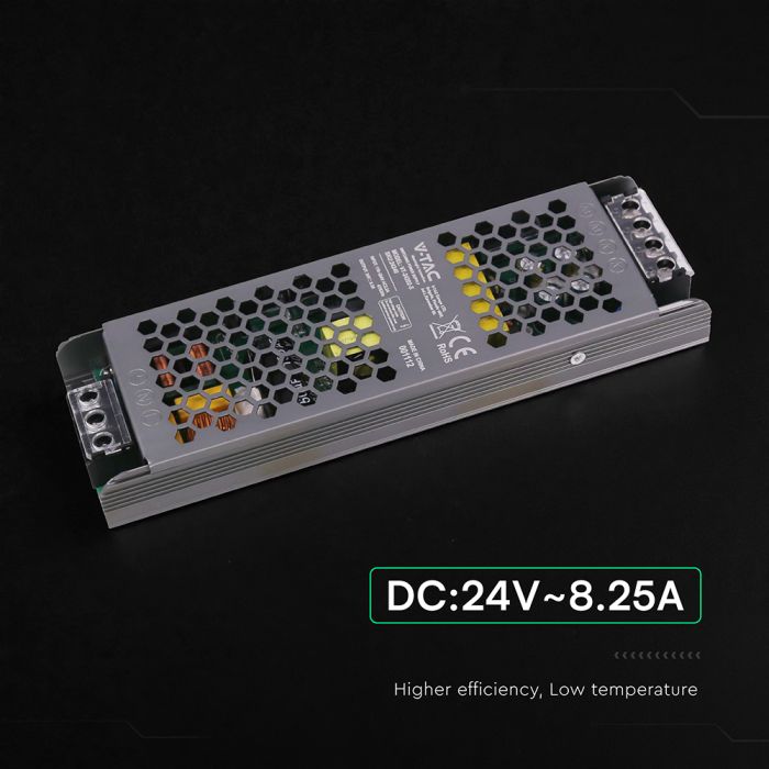200W 8.25A 24V LED barošanas bloks, V-TAC, IP20,