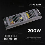 200W 8.25A 24V LED barošanas bloks, V-TAC, IP20,