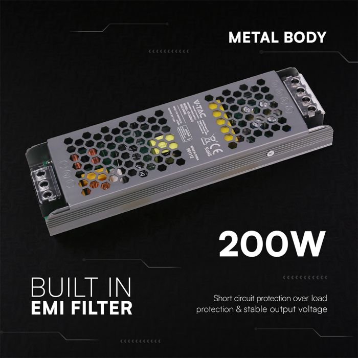 200W 8.25A 24V LED barošanas bloks, V-TAC, IP20,