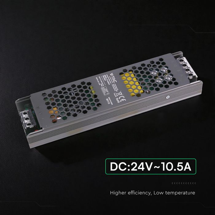 250W 10.5A 24V LED barošanas bloks, V-TAC, IP20, metāla
