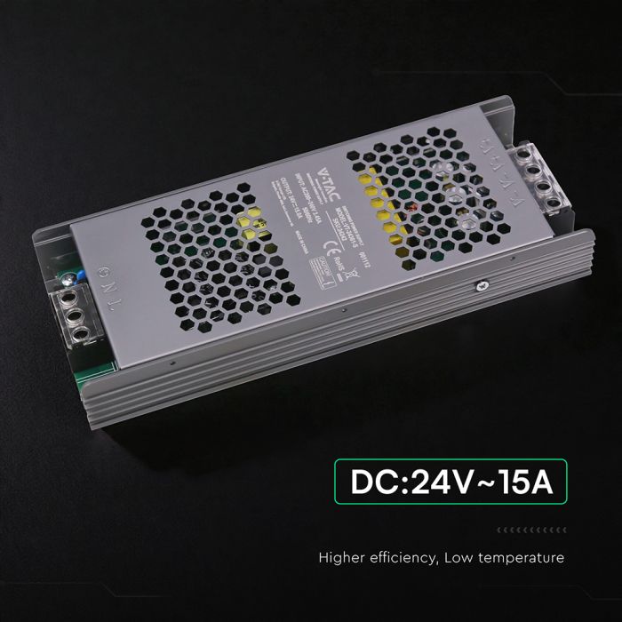 360 Вт Светодиодный тонкий блок питания 24 В 15 А IP20 V-TAC
