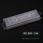 36W 1.5A 24V LED barošanas bloks, V-TAC, IP67, metāla
