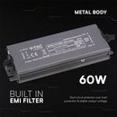 60W 2.5A 24V LED barošanas bloks, V-TAC, IP67, metāla