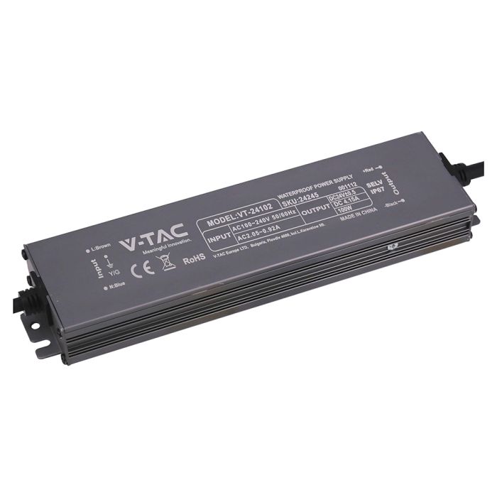 100W 4.15A 24V LED barošanas bloks, V-TAC, IP67, metāla