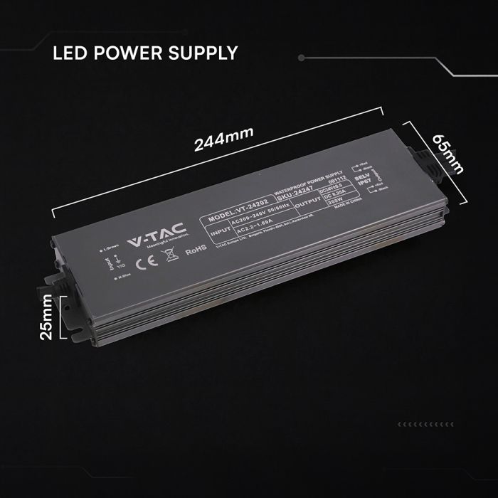 150W 6.25A 24V LED barošanas bloks, V-TAC, IP67, metāla (Copy)