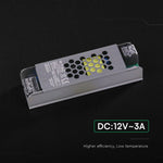 36W 3A 12V LED barošanas bloks, V-TAC, IP20, metāla