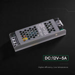 60W 5A 12V LED barošanas bloks, V-TAC, IP20, metāla