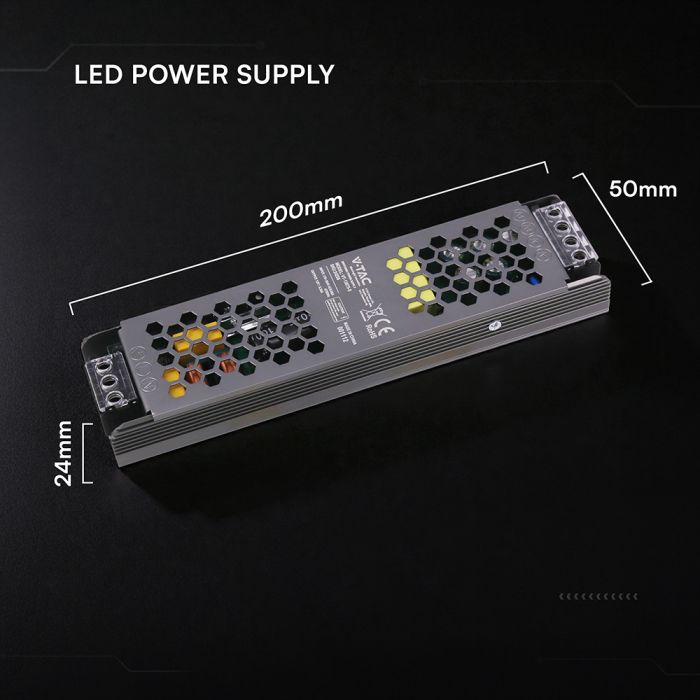 75W 6.25A 12V LED barošanas bloks, V-TAC, IP20, metāla
