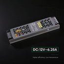 75W 6.25A 12V LED barošanas bloks, V-TAC, IP20, metāla