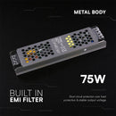 75W 6.25A 12V LED barošanas bloks, V-TAC, IP20, metāla