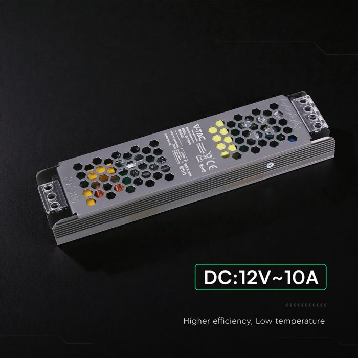 120W 10A 12V LED barošanas bloks, V-TAC, IP20, metāla