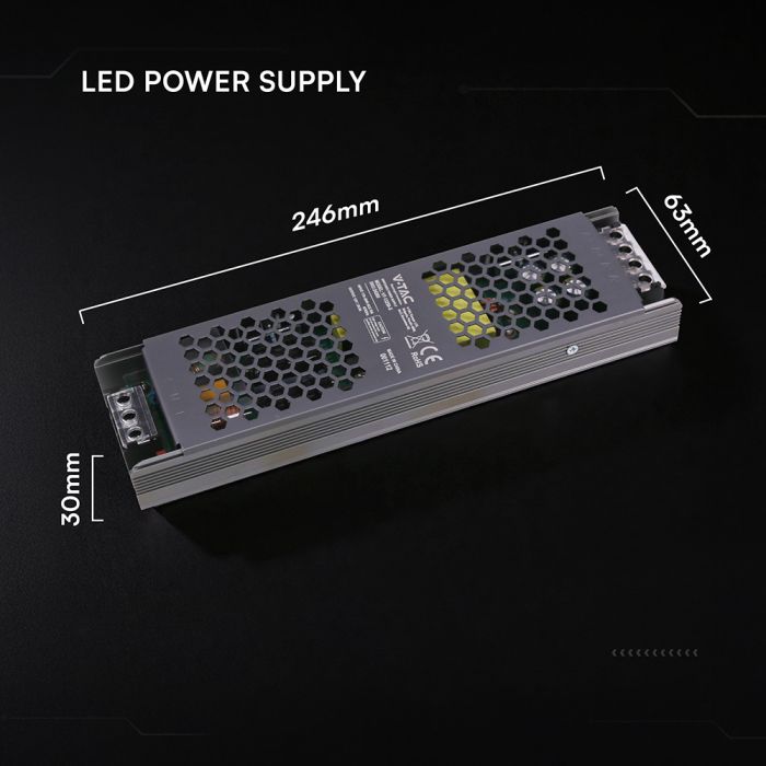 250W 20.83A 12V LED barošanas bloks, V-TAC, IP20, metāla