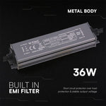 12V 36W LED barošanas bloks, V-TAC, IP67, metāla