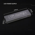 V-TAC VT-13100 100W LED barošanas bloks, 12V DC, 8,3A, 100–240V AC, IP67, metāla korpuss, 219x50x25mm, 2 gadu garantija