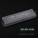 V-TAC VT-13100 100W LED barošanas bloks, 12V DC, 8,3A, 100–240V AC, IP67, metāla korpuss, 219x50x25mm, 2 gadu garantija