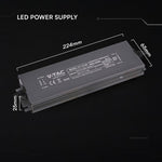 V-TAC VT-13150 150W LED barošanas bloks, 12V DC, 12,5A, 176–264V AC, IP67, metāla korpuss, 224x65x25mm, 2 gadu garantija