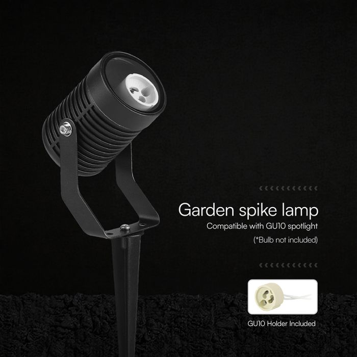 MAX 10W GU10 LED zemē spraužams gaismeklis, V-TAC, IP65, alumīnija, melns