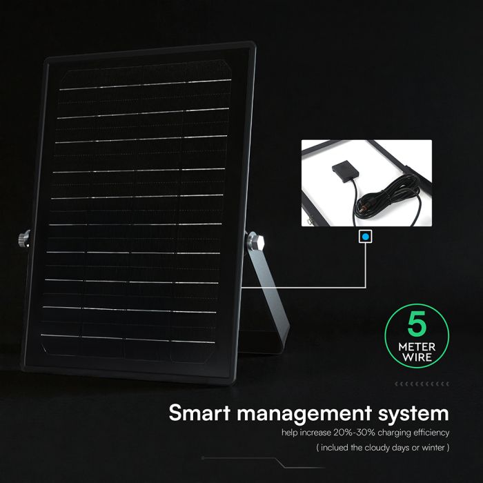 30W(4800Lm) LED solārais prožektors ar lustību sensoru, V-TAC, IP65, neitrāli balta/4000K un auksti balta 6400K gaisma