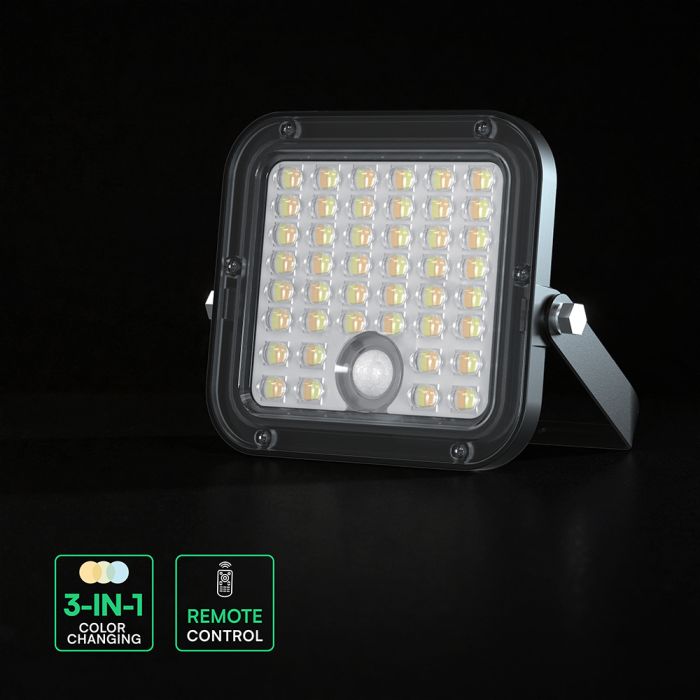 30W(4800Lm) LED solārais prožektors ar lustību sensoru, V-TAC, IP65, neitrāli balta/4000K un auksti balta 6400K gaisma