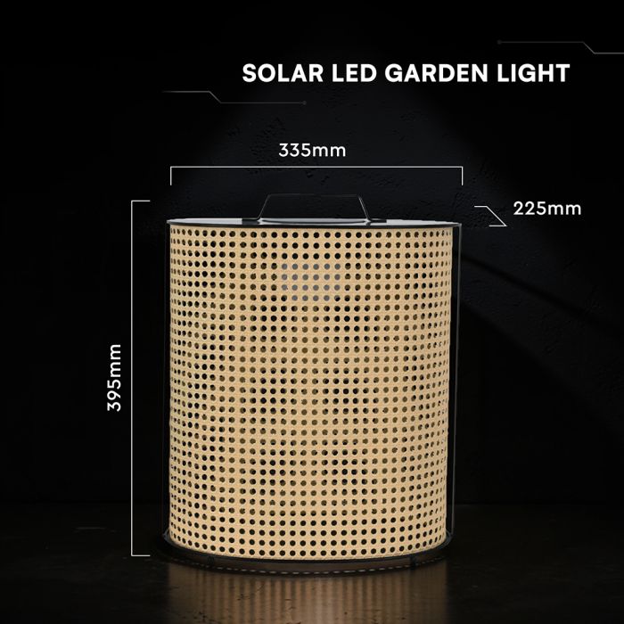 1.2W (150 lm) LED Solar Garden Light, V-TAC, IP65, dimmable, black, warm white light 2800K