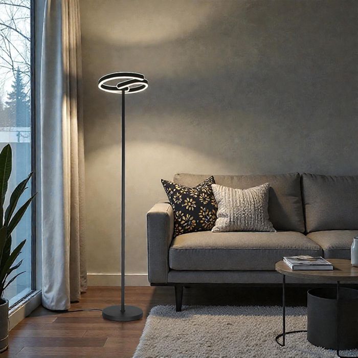 25W LED dekoratīvā grīdas lampa, V-TAC VT-84048, D250mm, melna, 3IN1