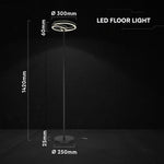 25W LED dekoratīvā grīdas lampa, V-TAC VT-84048, D250mm, melna, 3IN1