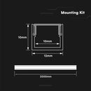 LED lentes virsapmetuma montāžas profils ar difuzoru 2000 x 12 x 10 mm sudraba krāsā