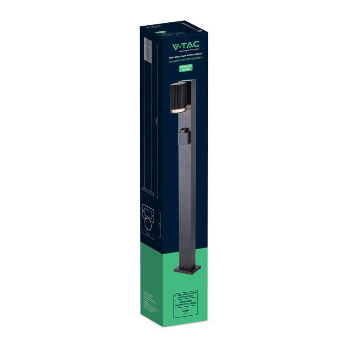 V-TAC Outdoor Bollard Light with GU10 Socket, 0.8 m, IP44, 16A/Max 3600W, IK06
