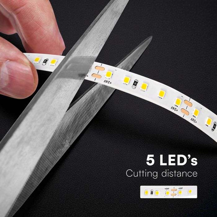 Cena par 1m_8W(785Lm/m) 24V LED lente, IP20, V-TAC, silti balta gaisma 3000K, 20m rullī