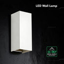 10W(1250Lm) LED āra sienas gaismeklis, V-TAC VT-120112-W, SMD, 125Lm/W, IP65, IK06, balts, 71x71x171mm, regulējams 0–90°, 2 gadu garantija, 3in1 gaisma 2700K/3200K/4000K