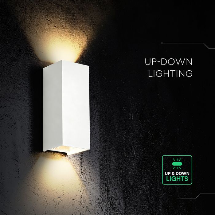 10W(1250Lm) LED āra sienas gaismeklis, V-TAC VT-120112-W, SMD, 125Lm/W, IP65, IK06, balts, 71x71x171mm, regulējams 0–90°, 2 gadu garantija, 3in1 gaisma 2700K/3200K/4000K