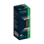 Светодиодный фасадный светильник мощностью 10 Вт (1250 лм), V-TAC VT-120112-W, SMD, 125 лм/Вт, IP65, IK06, белый, 71×71×171 мм, угол наклона 0–90°, гарантия 2 года, свет 3-в-1 2700 К/3200 К/4000 К