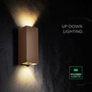 10W(1250Lm) LED āra sienas gaismeklis, V-TAC VT-120112-C, SMD, 125Lm/W, IP65, IK06, Corten brūns, 71x71x171mm, regulējams 0–90°, 2 gadu garantija, 3in1 gaisma 2700K/3200K/4000K