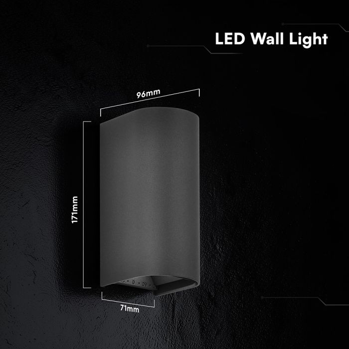 10W(1250Lm) LED āra sienas gaismeklis, V-TAC VT-120113-B, SMD, 125Lm/W, IP65, IK06, melns, cilindrisks, 71x96x171mm, regulējams 0–90°, 2 gadu garantija, 3in1 gaisma 2700K/3200K/4000K