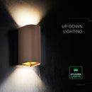 10W(1250Lm) LED āra sienas gaismeklis, V-TAC VT-120113-C, SMD, 125Lm/W, IP65, IK06, Corten brūns, cilindrisks, 71x96x171mm, regulējams 0–90°, 2 gadu garantija, 3in1 gaisma 2700K/3200K/4000K