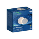 6W(1000Lm) LED sienas gaismeklis, V-TAC VT-120009, CREE SMD, ~167Lm/W, IP20, IK06, balts, Ø180x73mm, regulējams 355°, 6 gadu garantija, silti balta gaisma 3000K