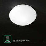 V-TAC VT-8178 ceiling light with microwave motion sensor, 2xE27, max. 2x20W, 220–240V, 180°/360°, IP44, white, Ø277x112.4mm, 5-year warranty