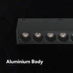 5W LED magnētiskais lineārais grille gaismeklis, 48V, V-TAC VT-41008, IP20, melns, neitrāli balta gaisma 4000K