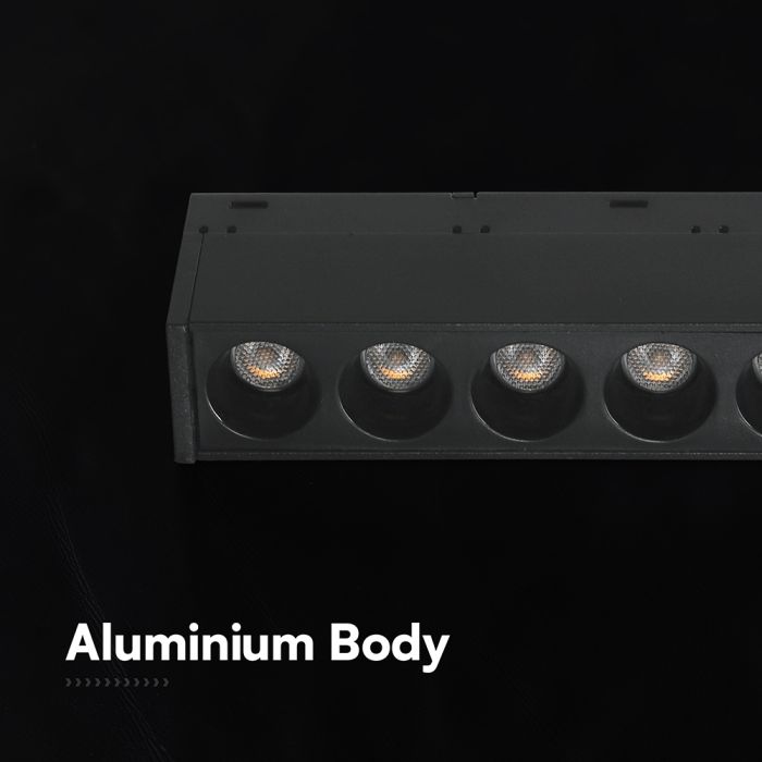 5W LED magnētiskais lineārais grille gaismeklis, 48V, V-TAC VT-41008, IP20, melns, neitrāli balta gaisma 4000K