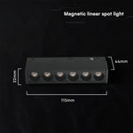 5W LED magnētiskais lineārais grille gaismeklis, 48V, V-TAC VT-41008, IP20, melns, neitrāli balta gaisma 4000K